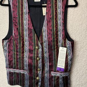 Vintage 80's Joan Walters Vest Striped Fancy Metallic Women's Sz Small Deadstock